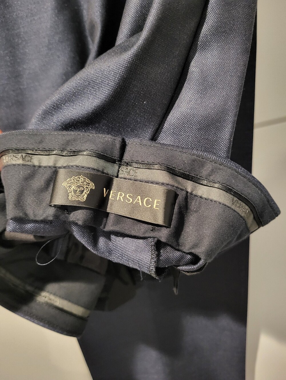 Versace Men's Dark Navy Double-Breasted Suit Jacket & Pants Set Size 58 - Picture 9 of 13